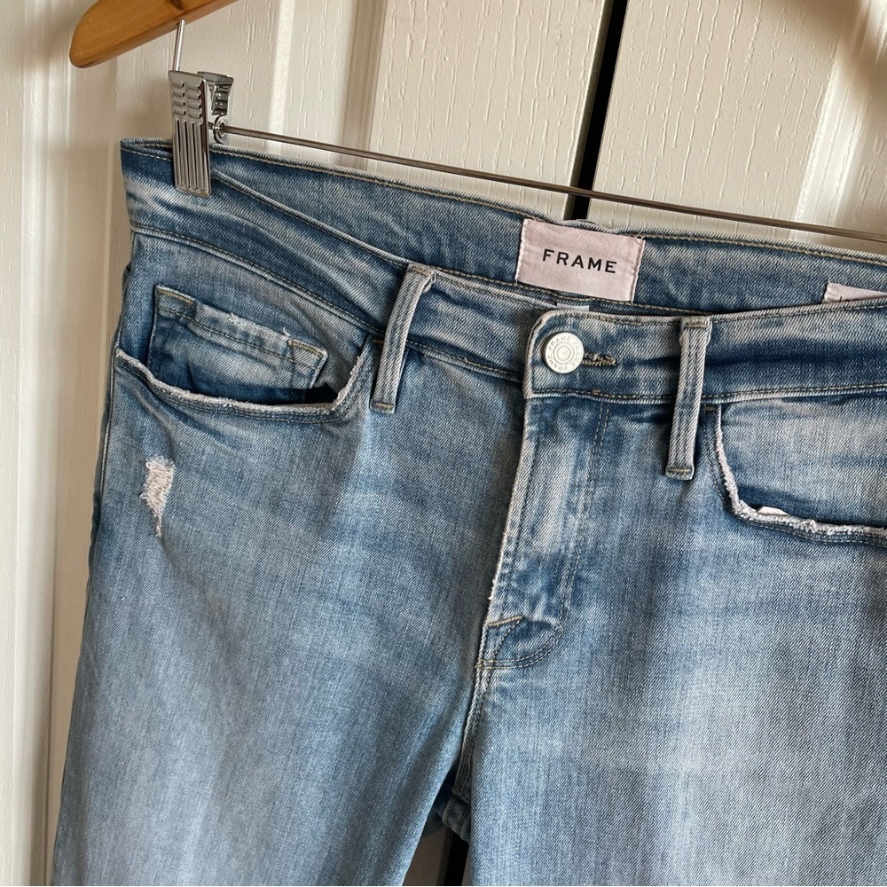 FRAME Le Skinny de Jeanne Jeans Women’s 28 Light Wash Blue Sleek Chic Organic - Picture 3 of 12
